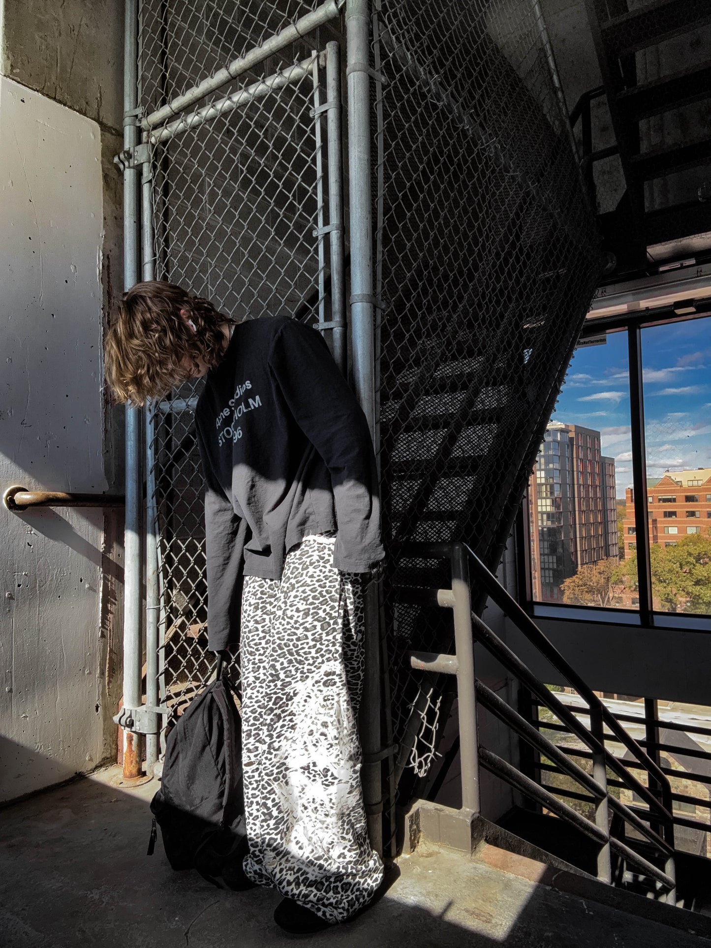 "DESTROYED" SWEATS SNOW LEOPARD