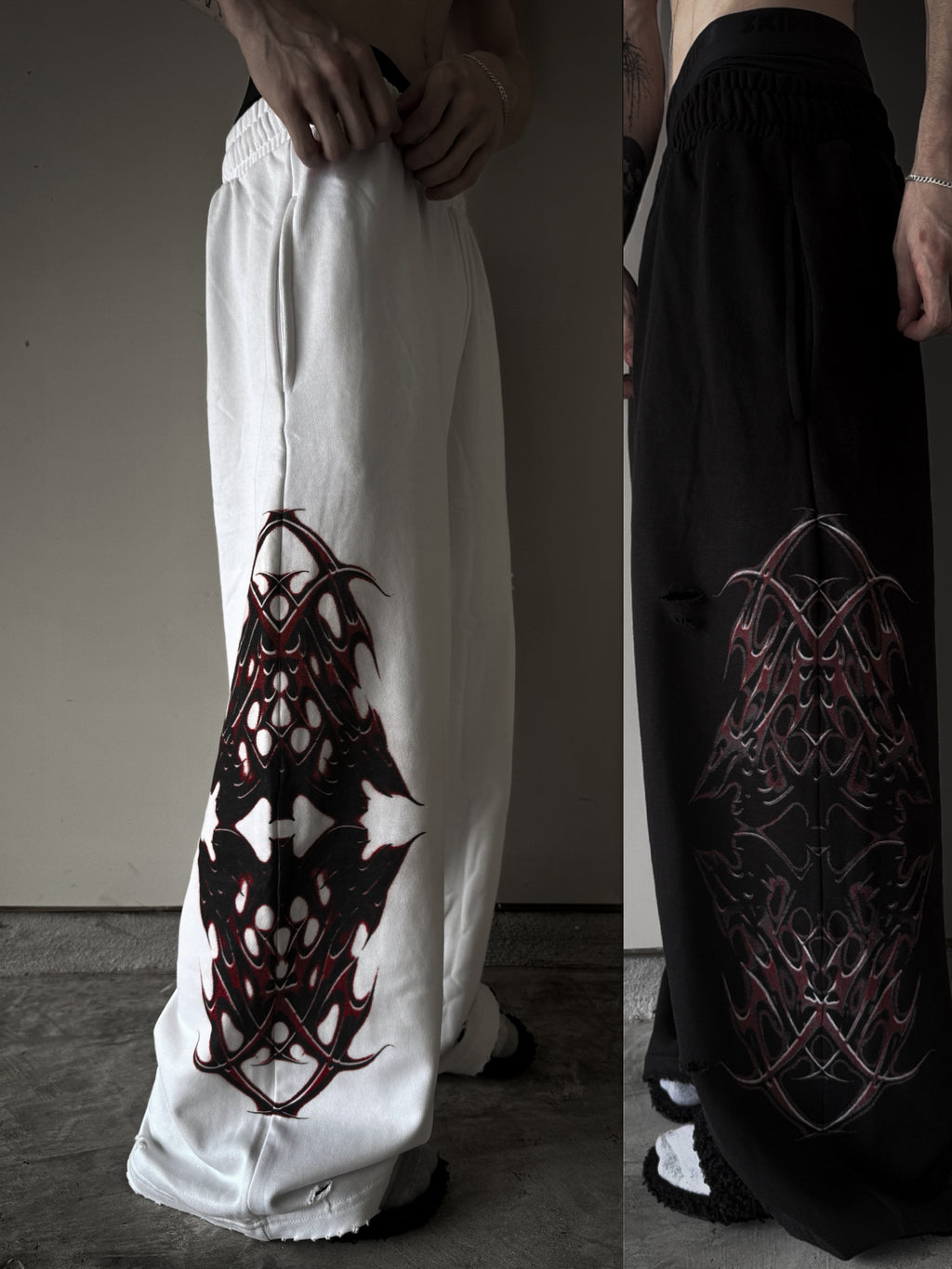 "DESTROYED" SWEATS BLACK ASH